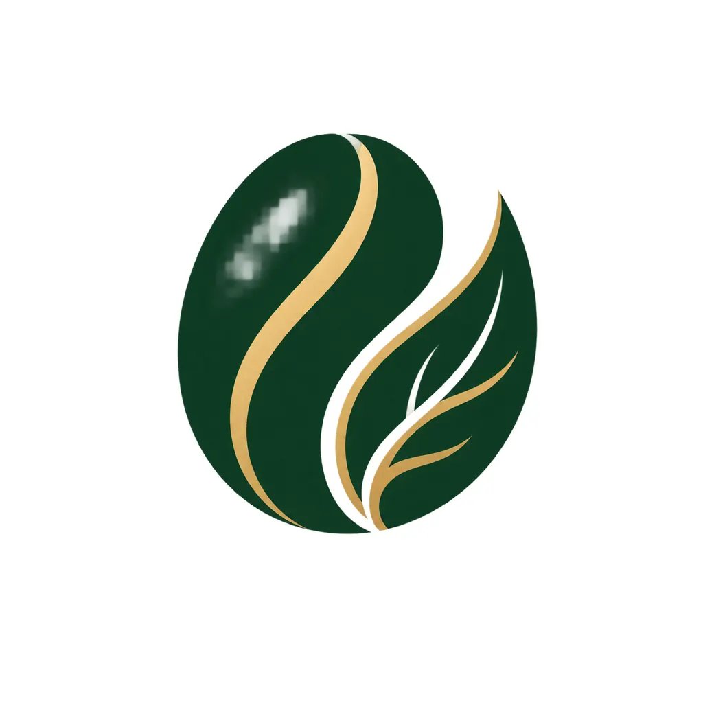 Minimalist green and gold coffee-bean monogram logo made with the AI logo maker