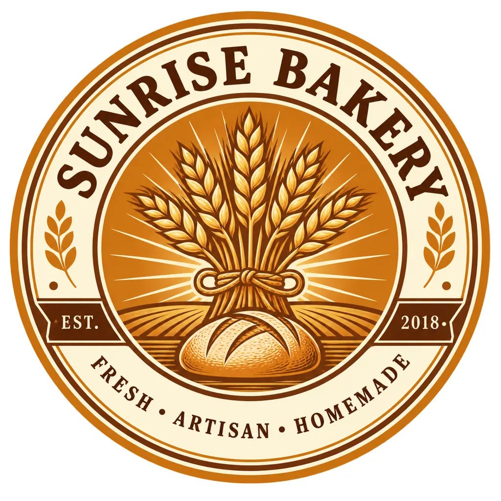 Vintage amber and cream bakery emblem badge logo made with the AI logo maker