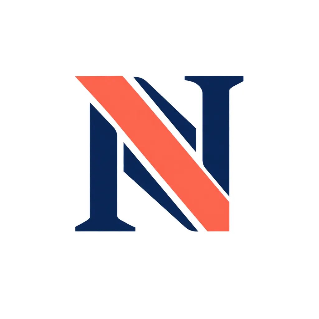 Bold navy and coral single-letter N lettermark logo made with the AI logo maker