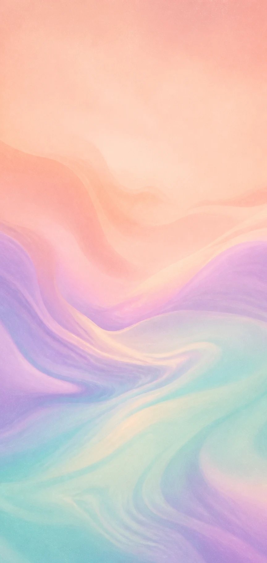 Phone wallpaper — a soft pastel abstract gradient of peach, lavender, and mint