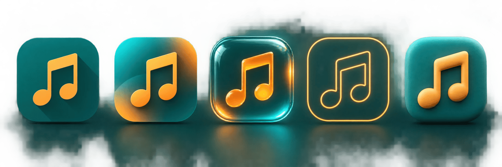 Several AI-generated icon styles for the same app concept