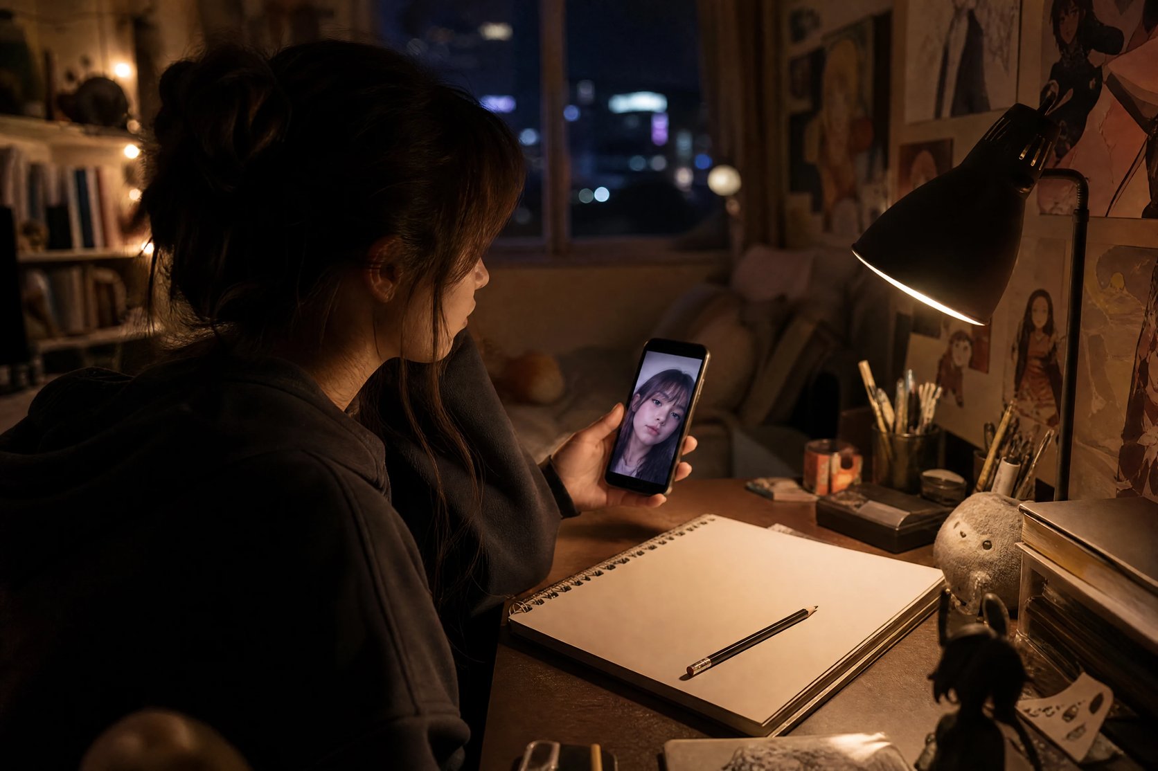 A person imagining their photo as an anime character