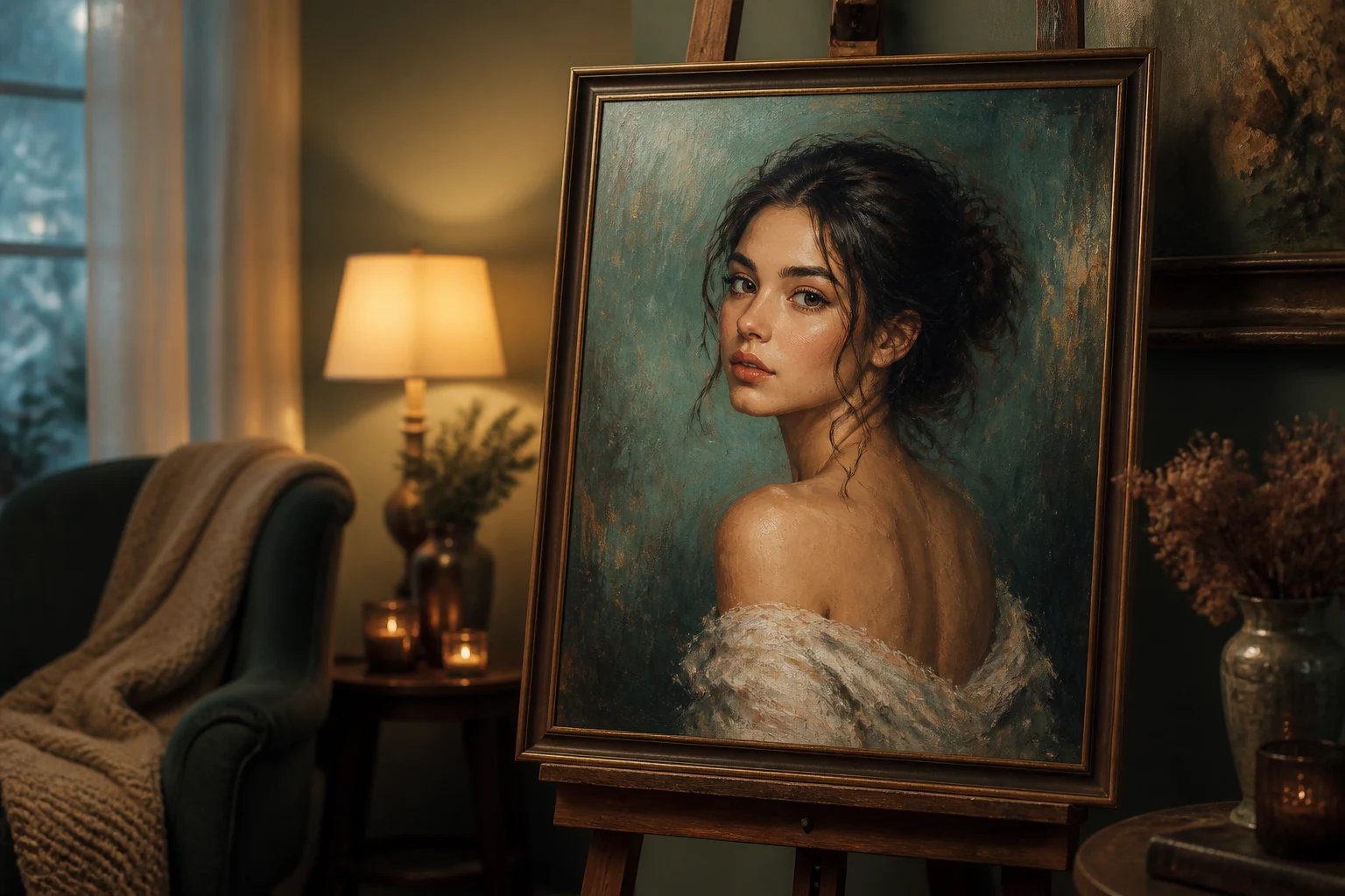 A selfie transformed into an artistic AI portrait