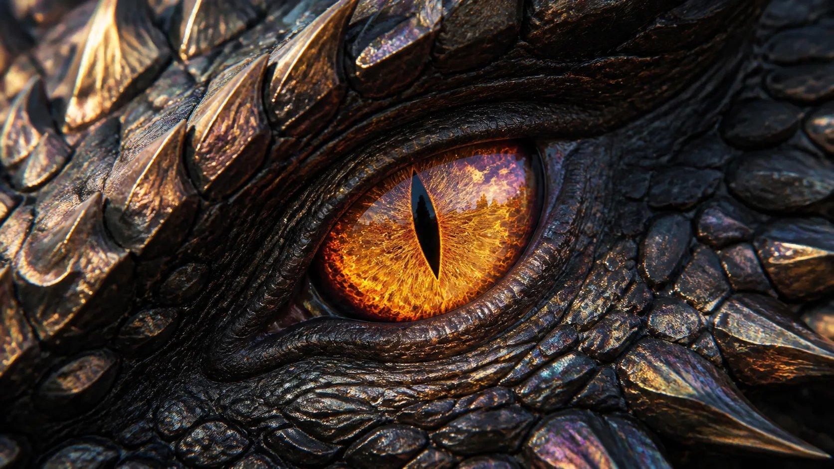 A hyper-realistic dragon eye macro generated by the realistic AI image generator