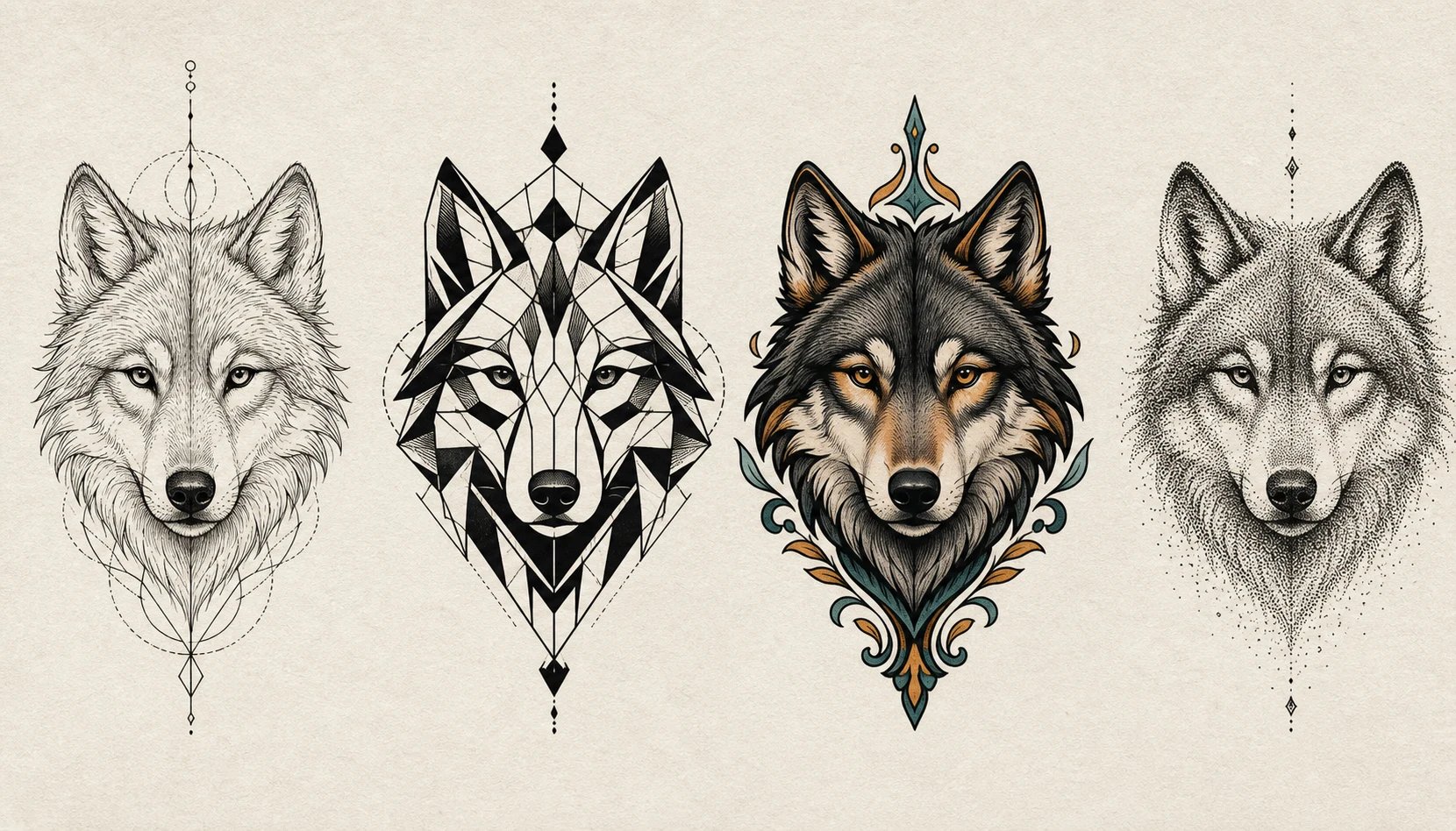 Several AI-generated tattoo design variations compared side by side on paper