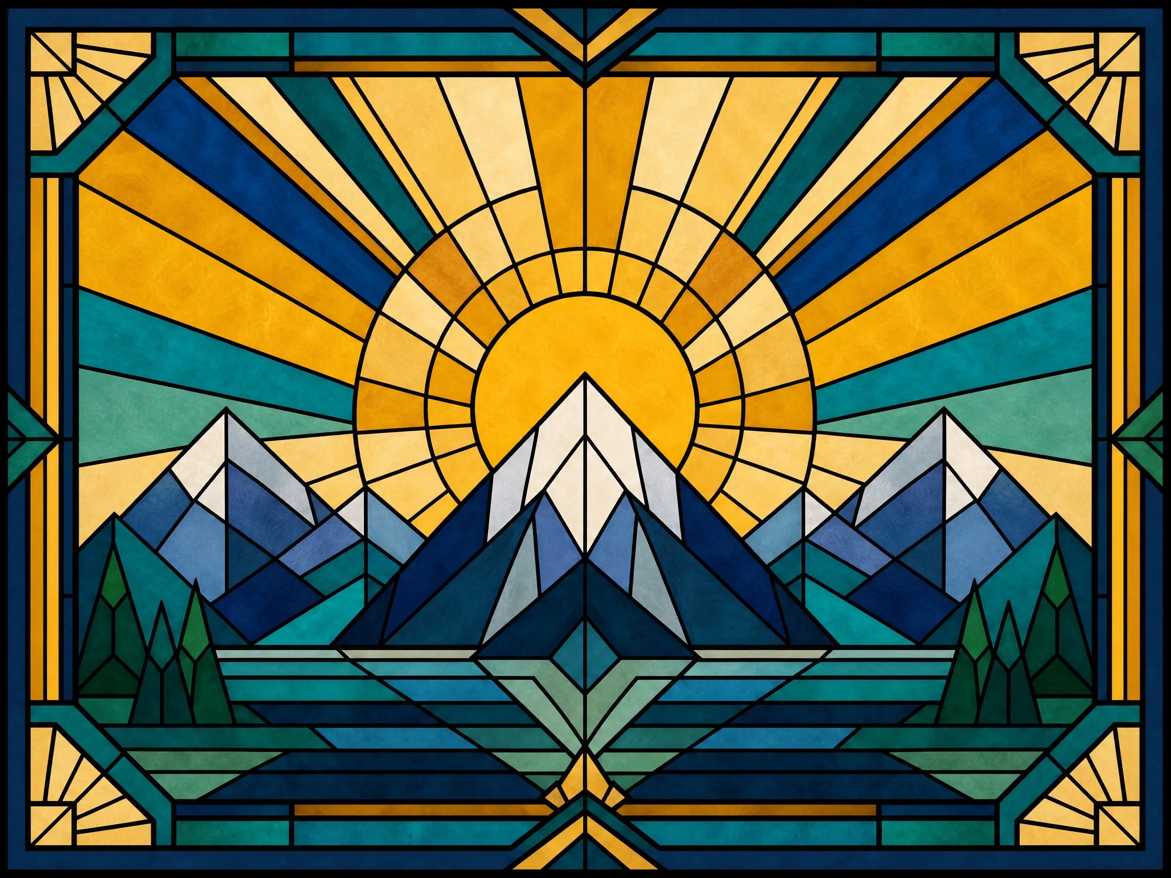 AI generated geometric mosaic stained glass pattern and craft maker blueprint