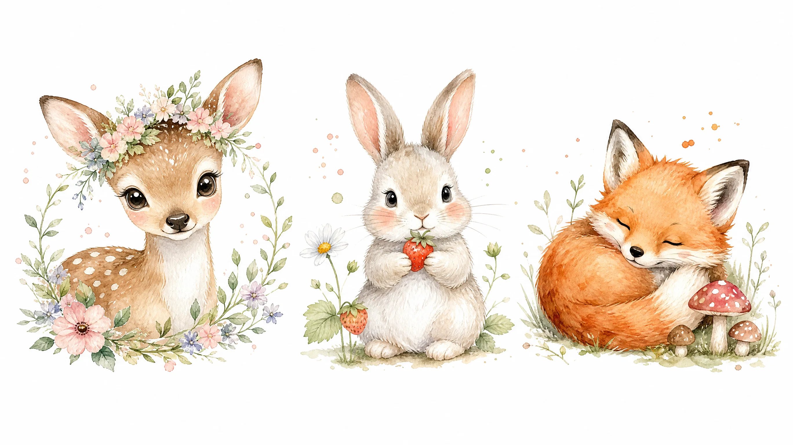 AI Clipart Generator watercolor illustration demo on clean white background