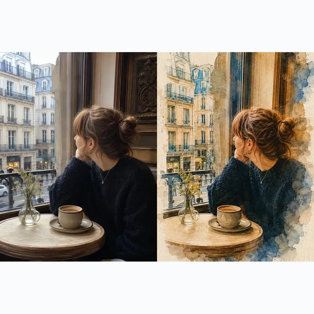 Example before and after created with an AI photo editor