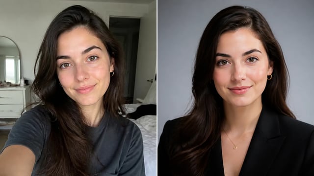 Example selfie transformed into a professional headshot